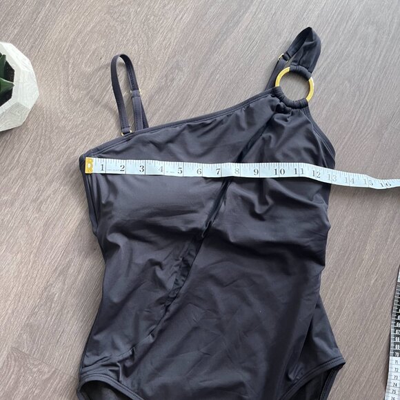 NWOT BLEU ROD BEATTIE Black "Ring Me Up" Asymmetrical One-piece Swimsuit - Picture 9 of 11